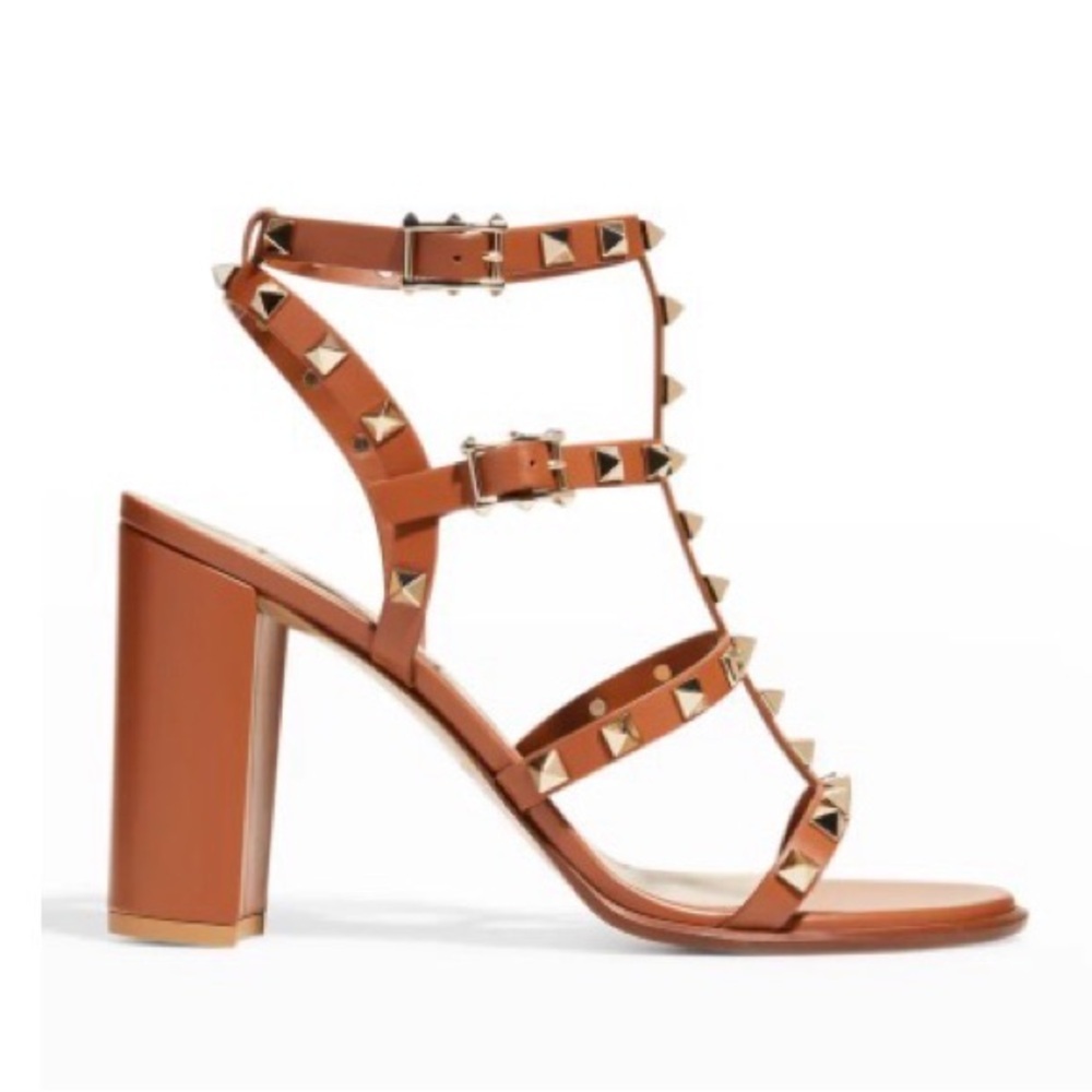 Valentino Garavani Rockstud Caged Leather 90mm City High-Heel Sandals Size 37